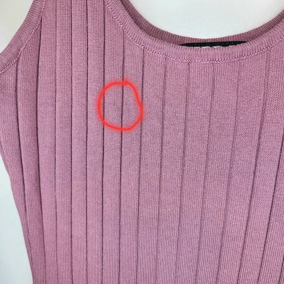 Women's NWT Spring Summer Pink Mauve Ribbed Tank Sweater Dress Sz Medium - Picture 4 of 7